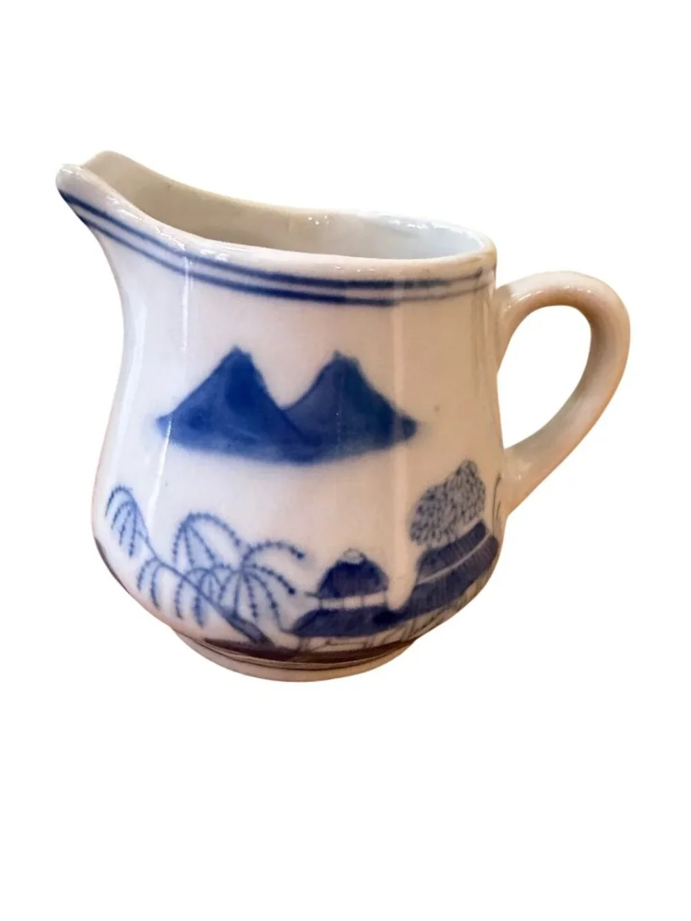 Vintage Canton Chinoiserie Cream & Sugar Set with Butterfly Lid – Blue and White - Picture 7 of 14
